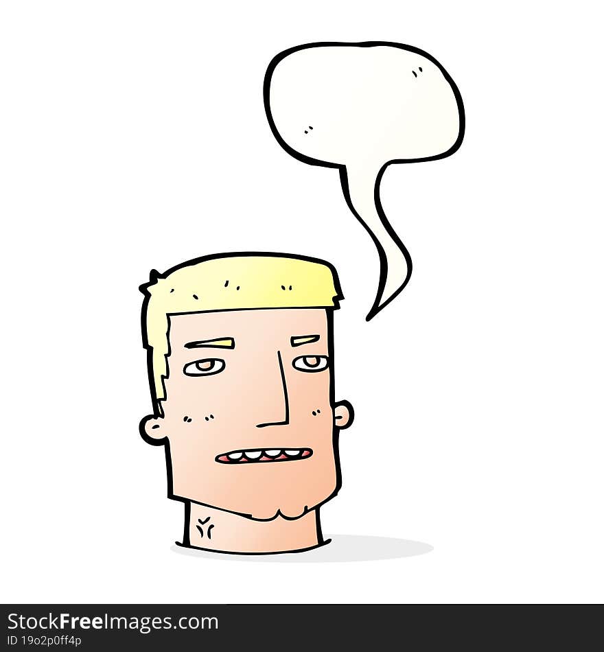 cartoon male head with speech bubble