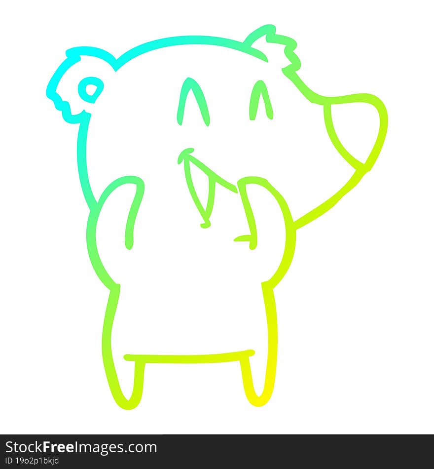 cold gradient line drawing laughing bear cartoon