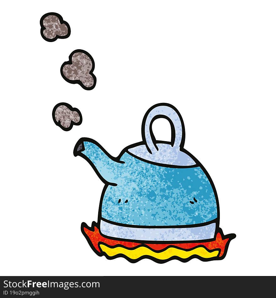 Cartoon Doodle Kettle On Stove