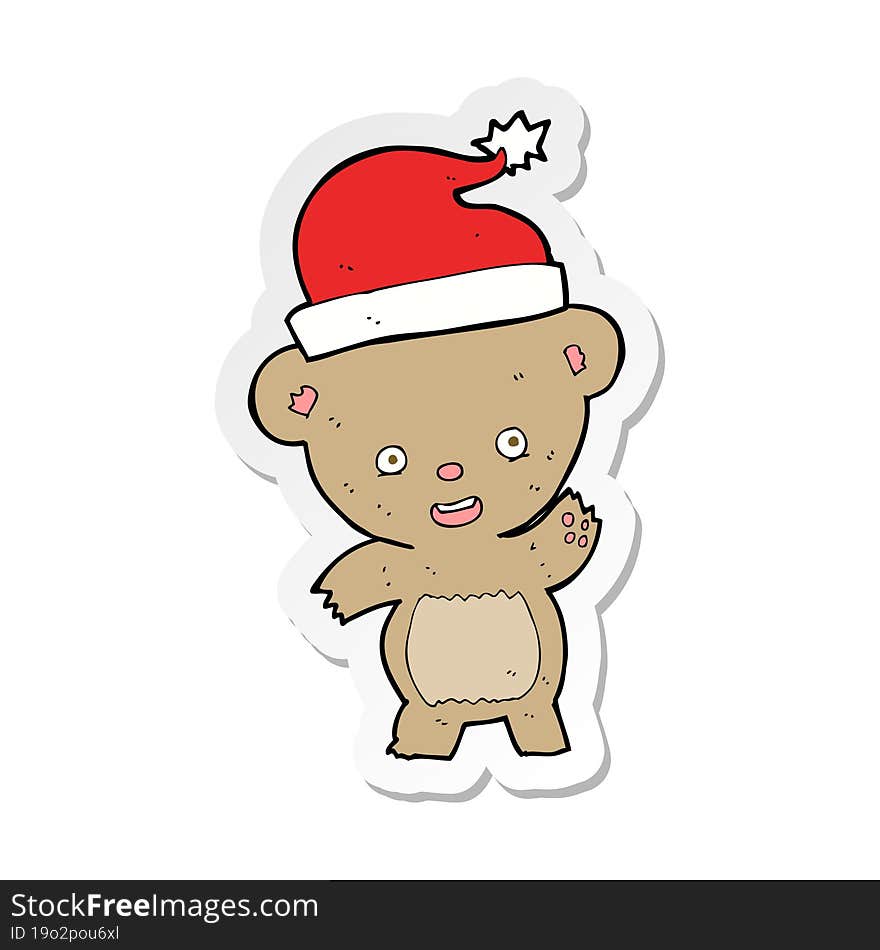 Sticker Of A Cartoon Christmas Teddy Bear