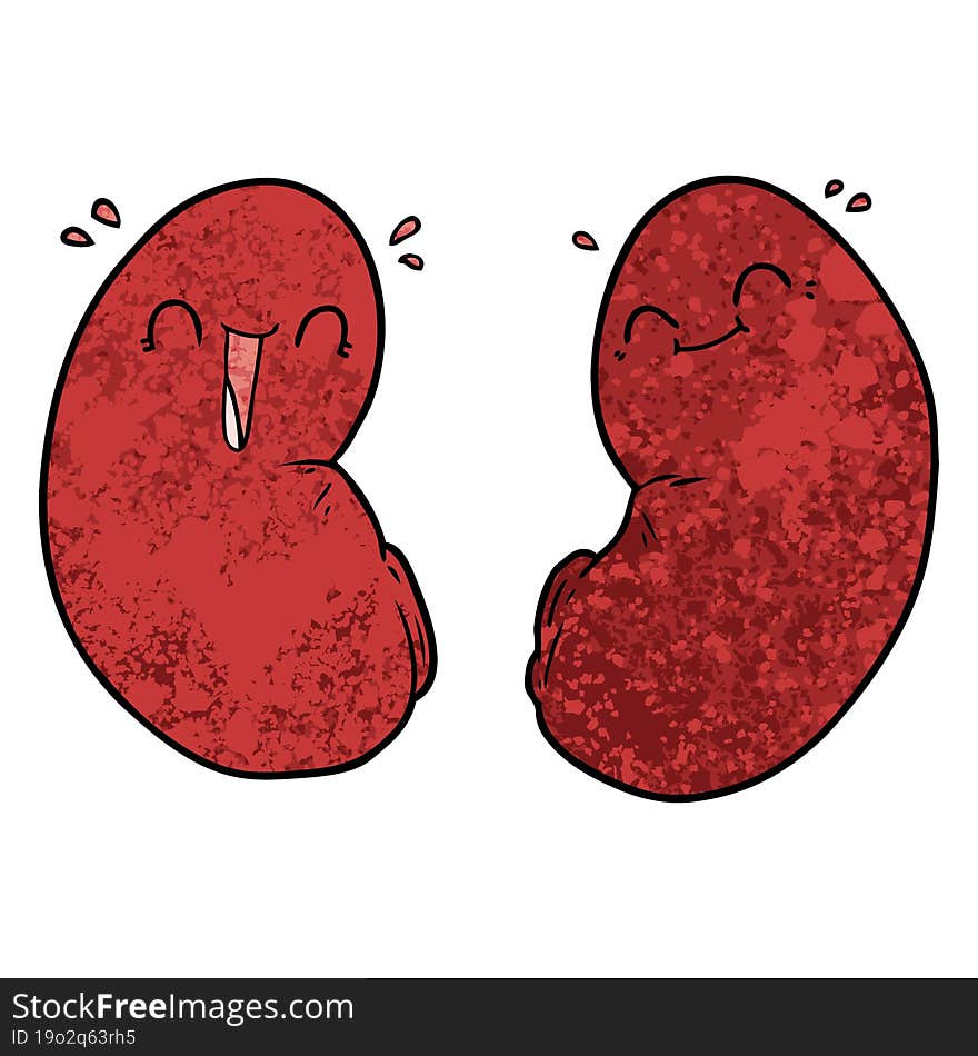 cartoon happy kidneys. cartoon happy kidneys