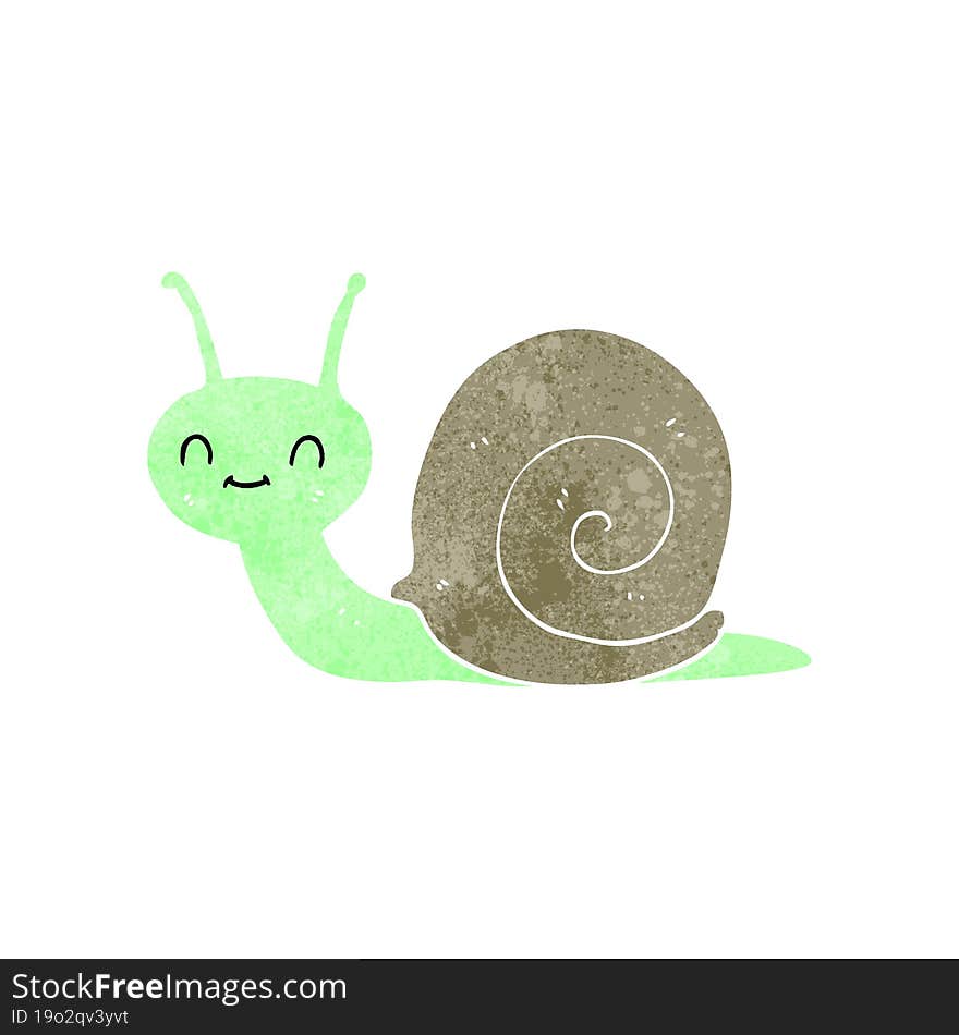 freehand retro cartoon cute snail