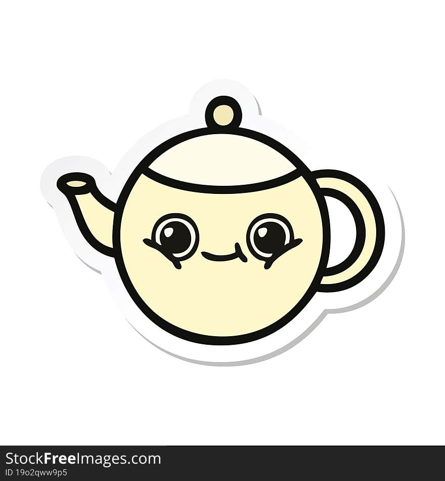 sticker of a cute cartoon tea pot