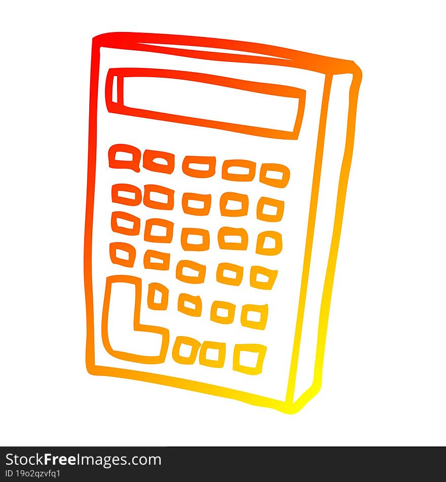 warm gradient line drawing of a cartoon calculator