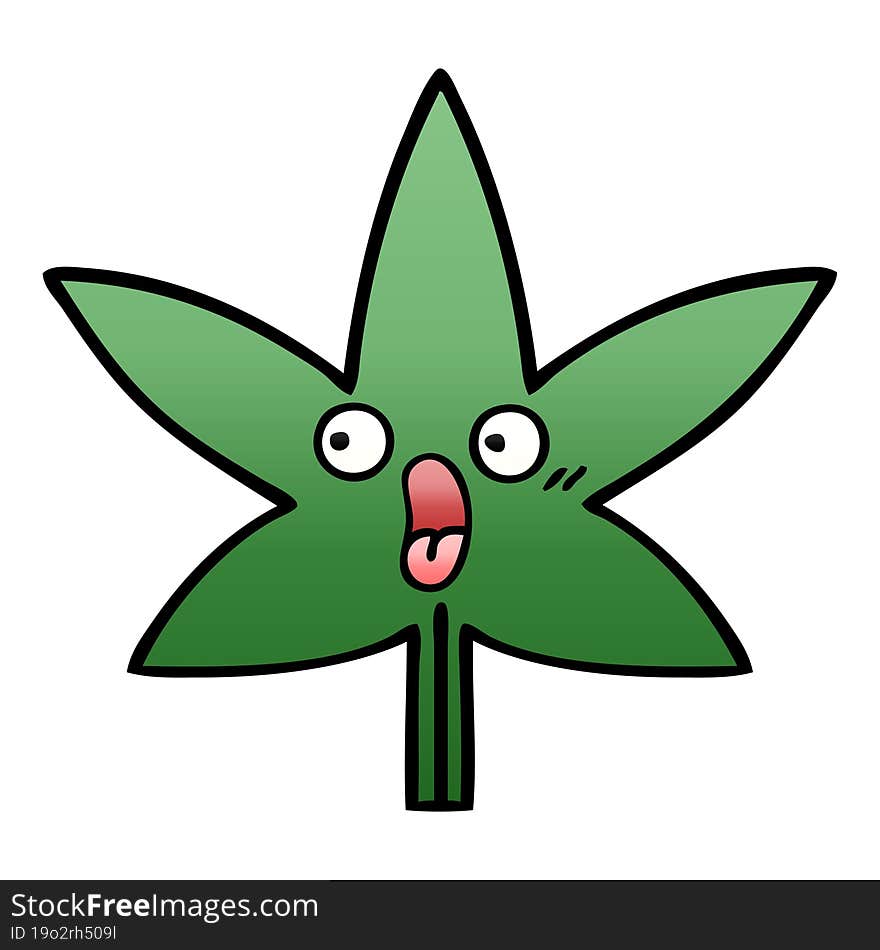 gradient shaded cartoon marijuana leaf