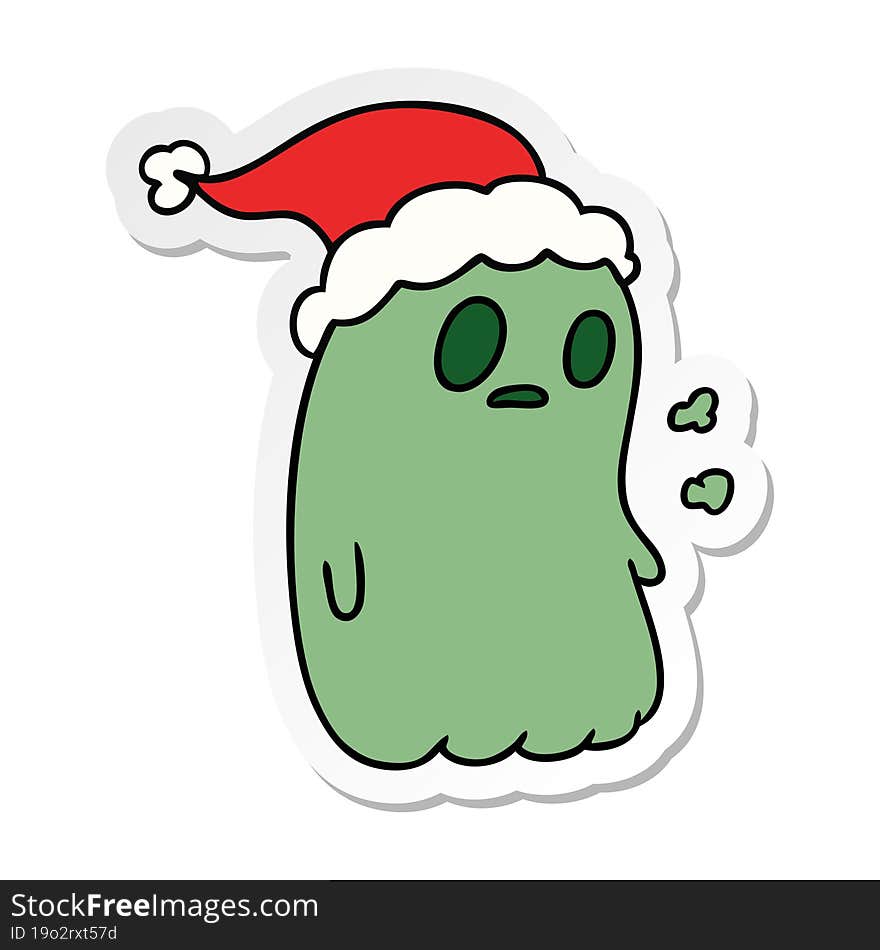 christmas sticker cartoon of kawaii ghost