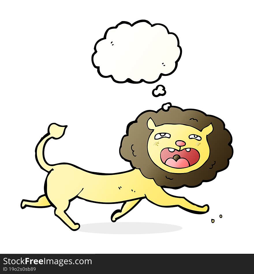 cartoon lion with thought bubble