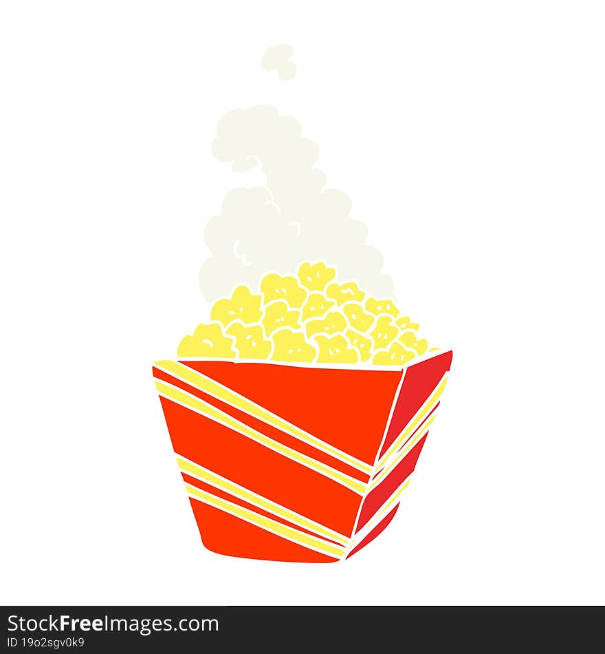 flat color illustration of a cartoon fresh popcorn