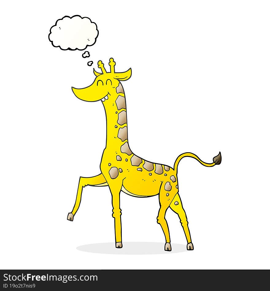 freehand drawn thought bubble cartoon giraffe