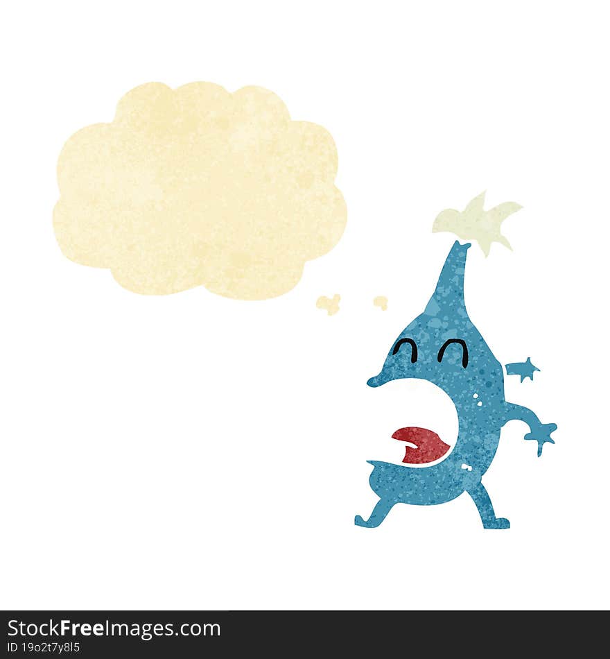 cartoon funny creature with thought bubble