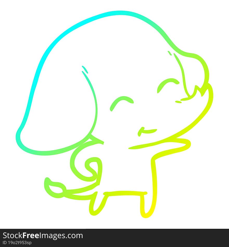 cold gradient line drawing cute cartoon elephant