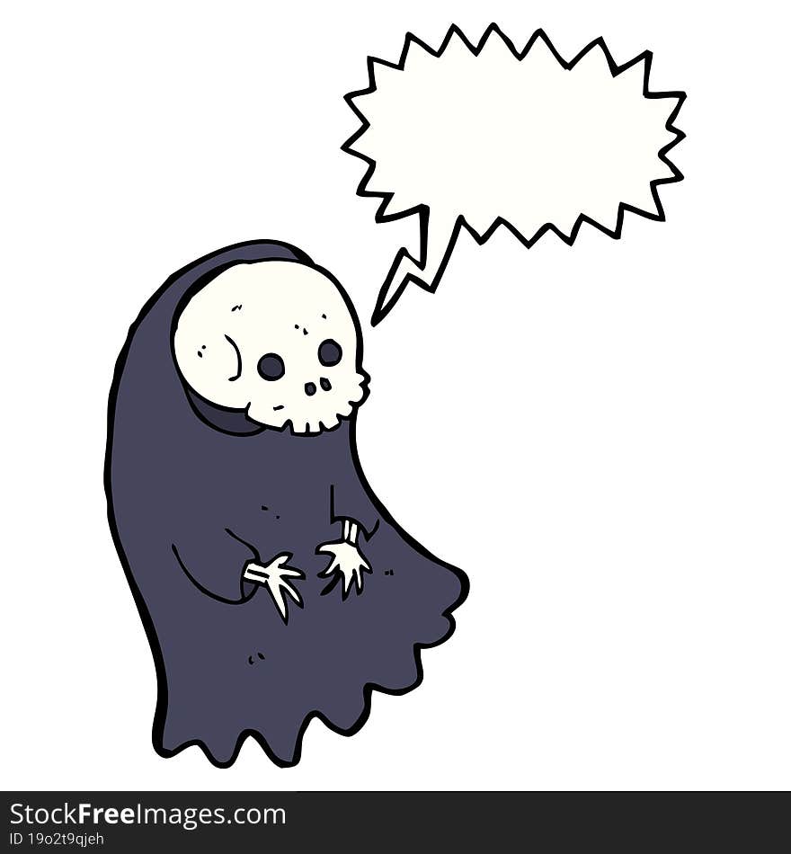 Cartoon Spooky Ghoul With Speech Bubble