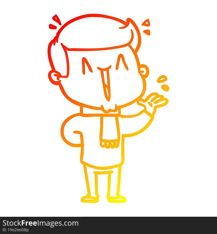 Warm Gradient Line Drawing Cartoon Excited Man