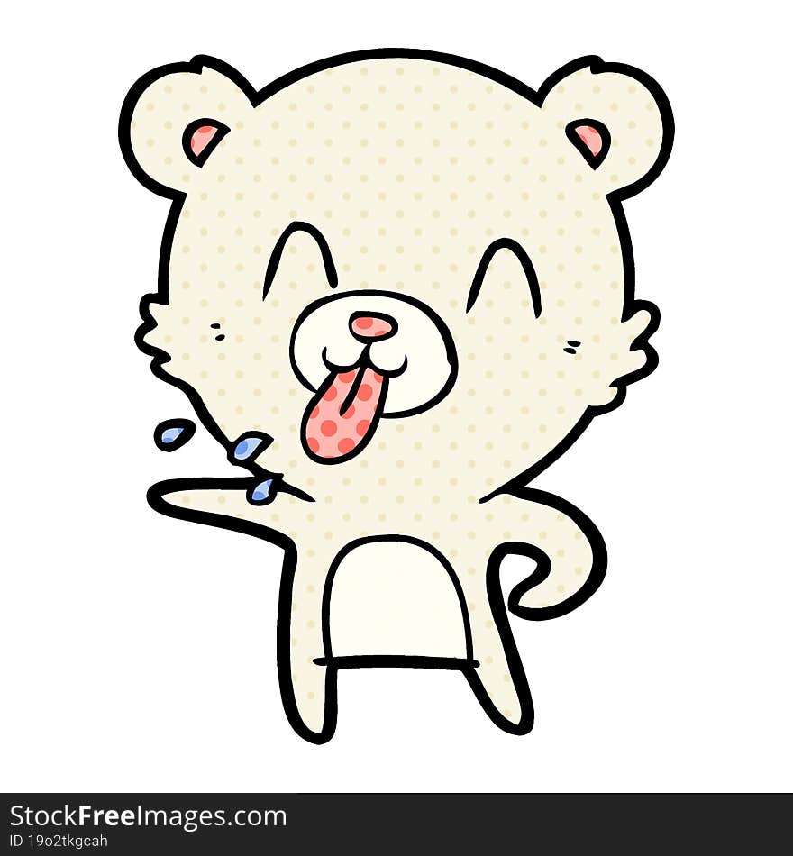 rude cartoon polar bear sticking out tongue. rude cartoon polar bear sticking out tongue