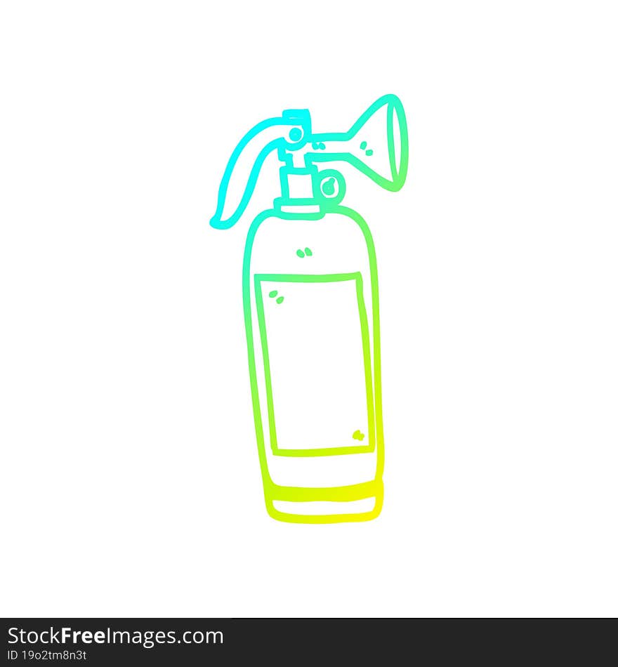 Cold Gradient Line Drawing Cartoon Fire Extinguisher