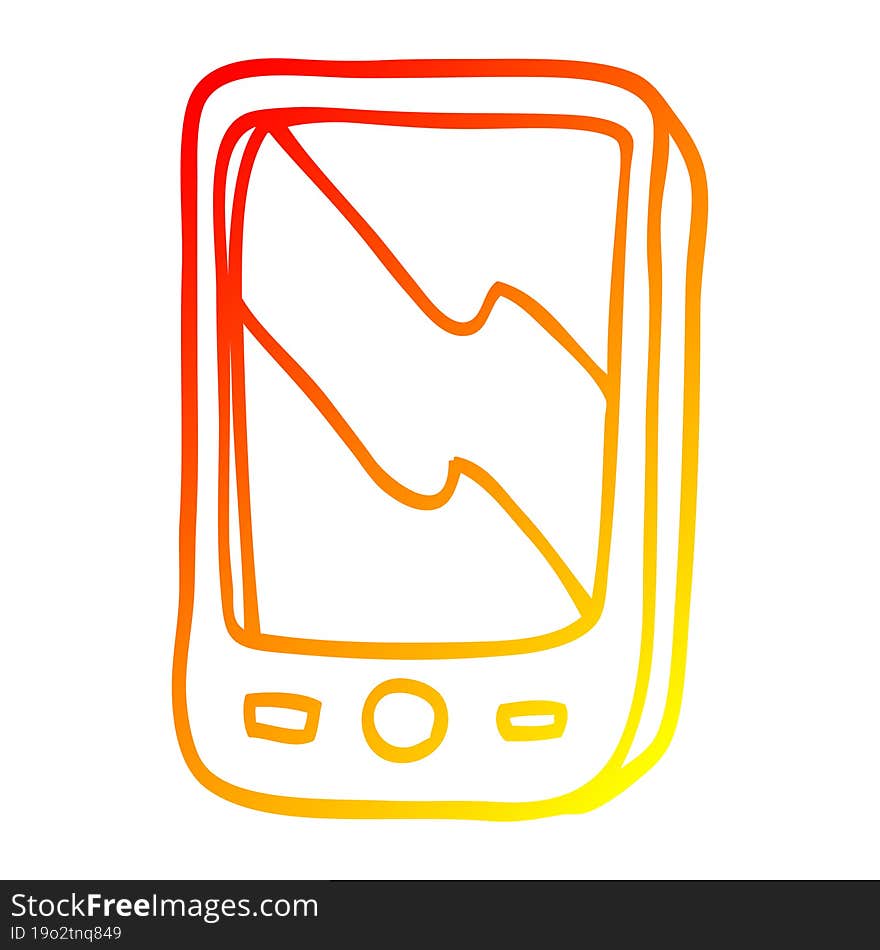 warm gradient line drawing of a cartoon mobile phone