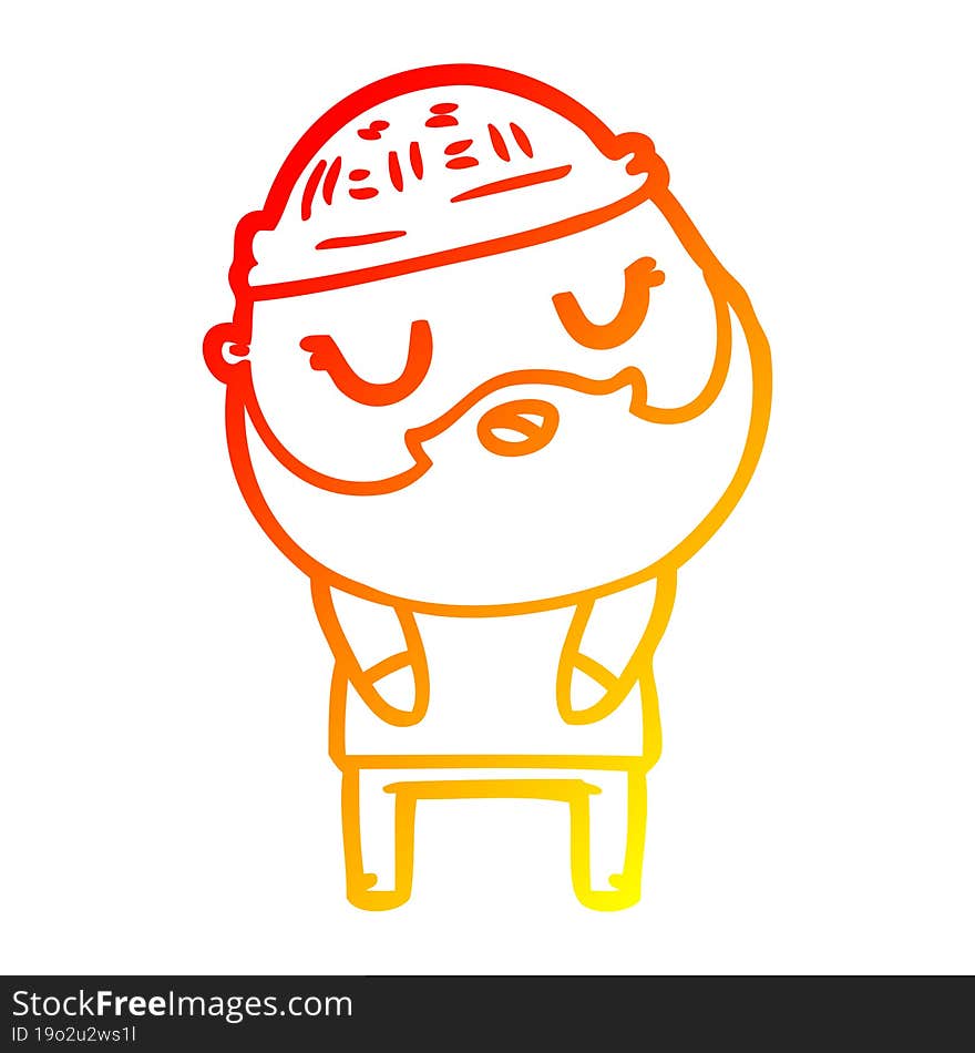 warm gradient line drawing cartoon man with beard