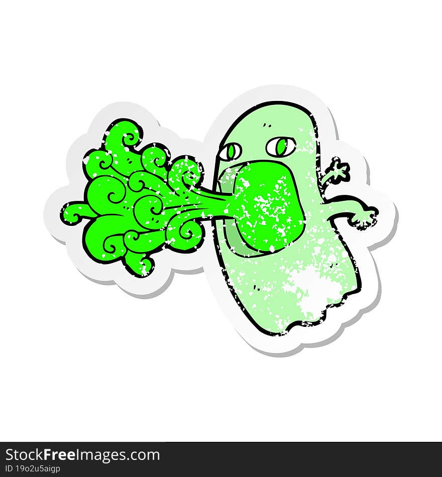 retro distressed sticker of a funny cartoon ghost