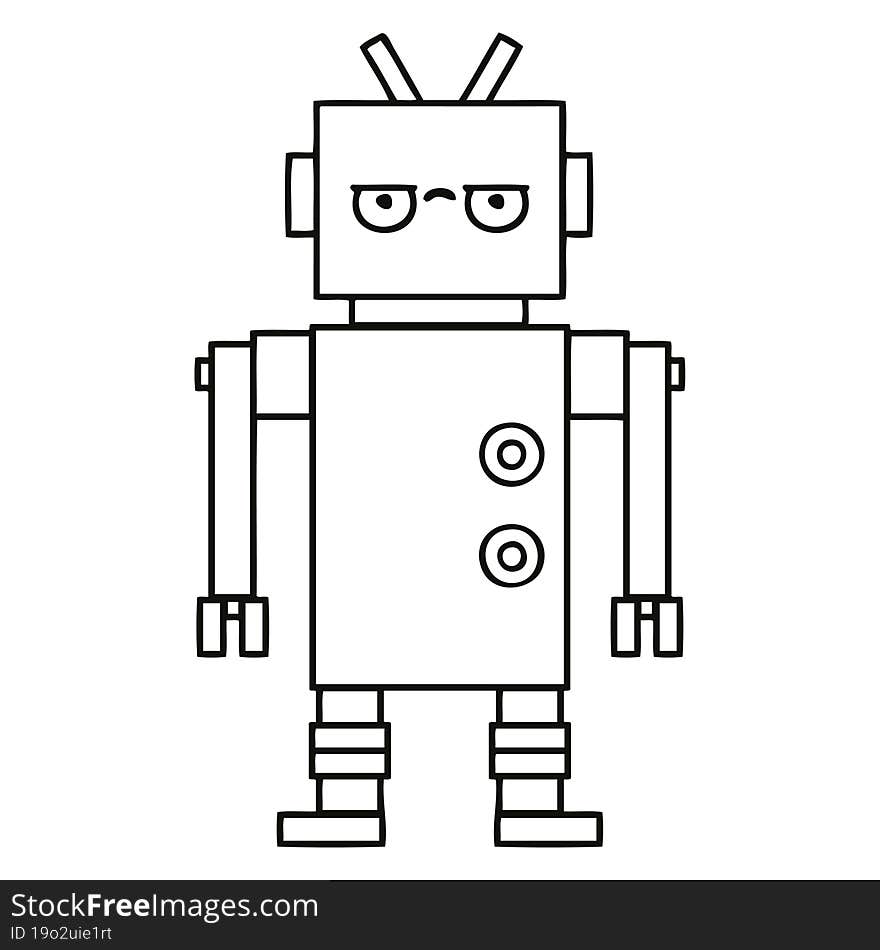 line drawing cartoon annoyed robot