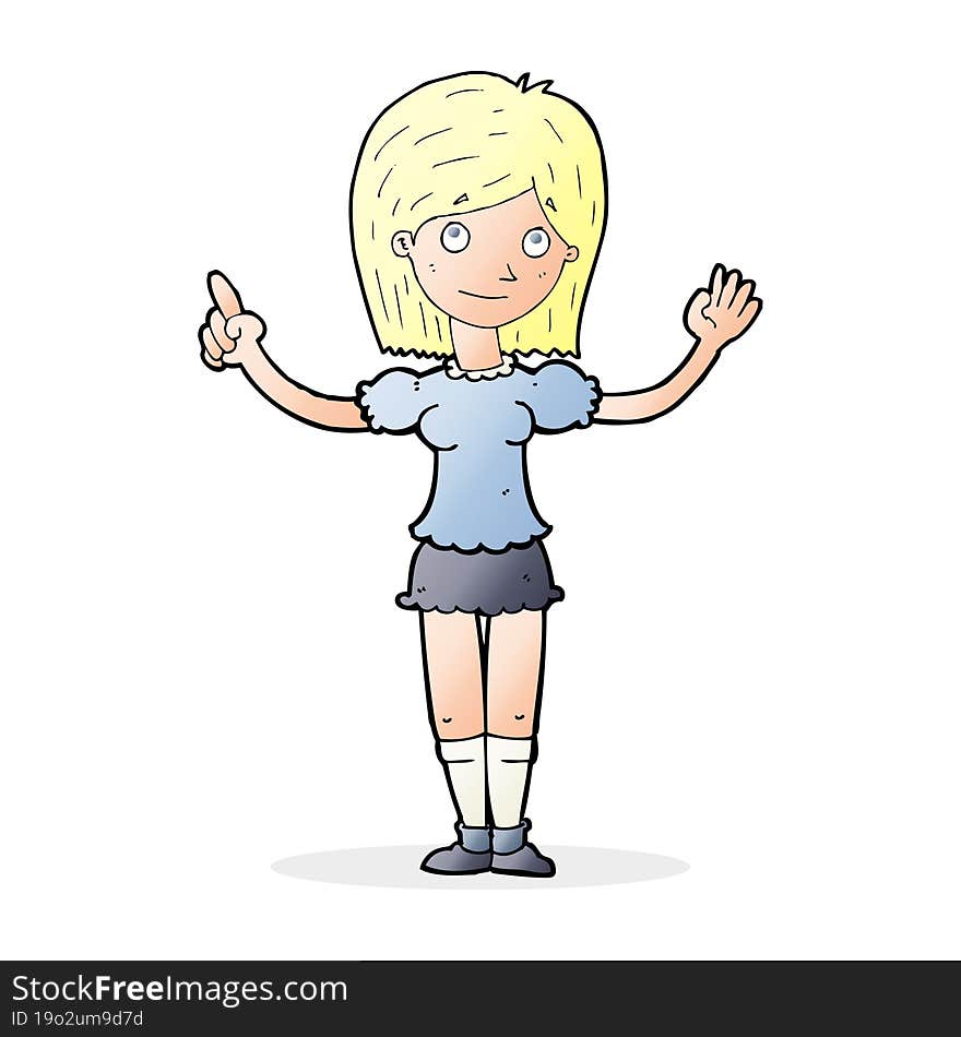 cartoon woman explaining idea