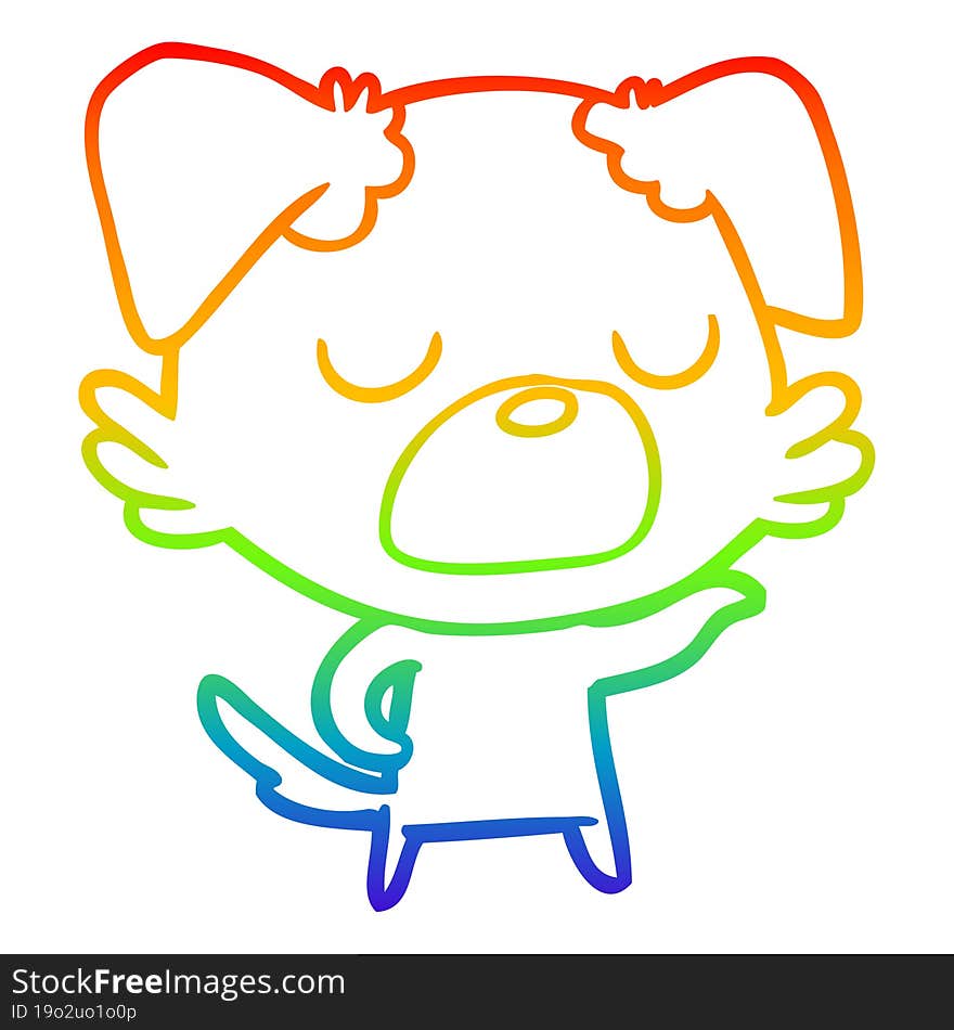 Rainbow Gradient Line Drawing Cartoon Dog