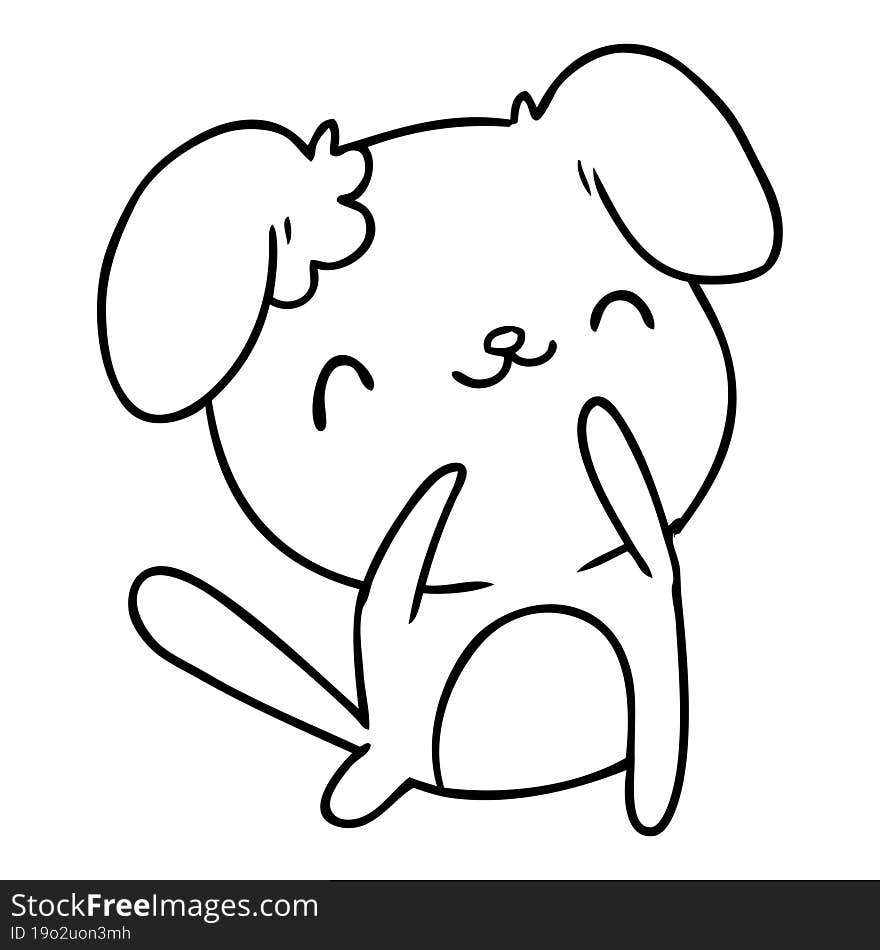 Line Drawing Kawaii Of A Cute Dog