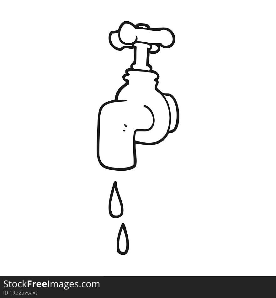 freehand drawn black and white cartoon dripping faucet