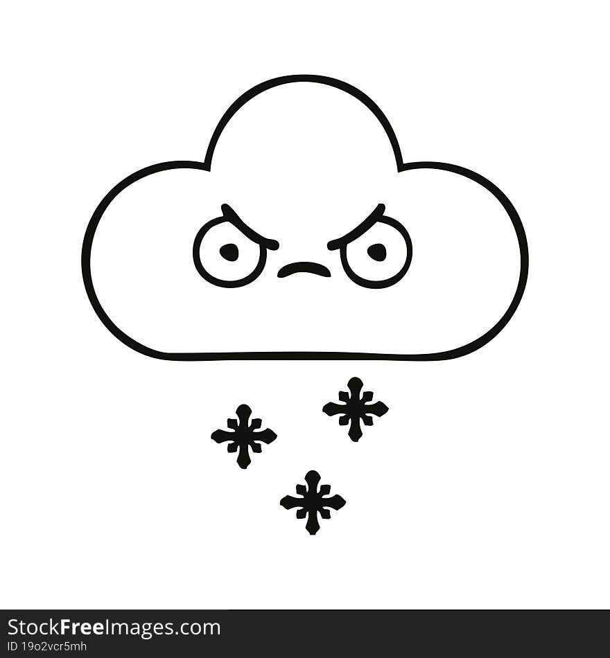 line drawing cartoon snow cloud