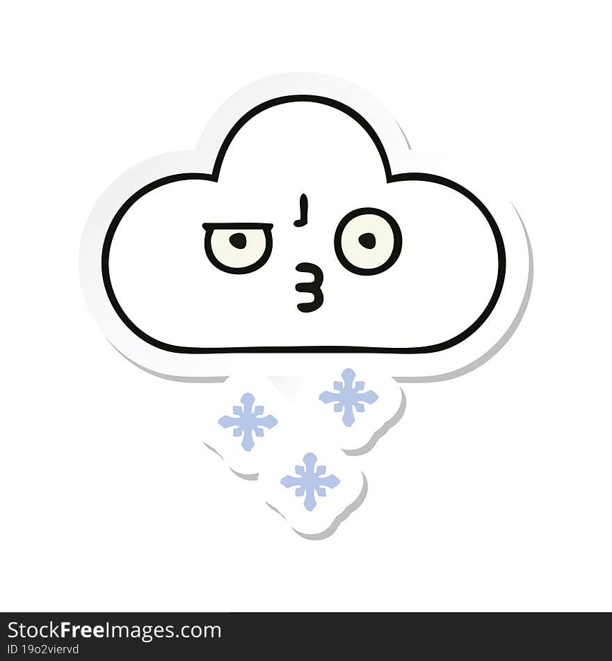 sticker of a cute cartoon snow cloud