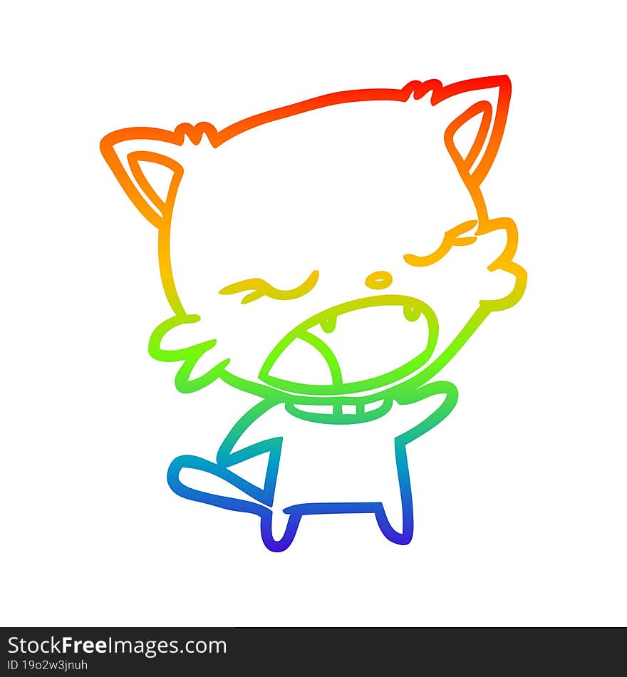 rainbow gradient line drawing of a cute cat talking