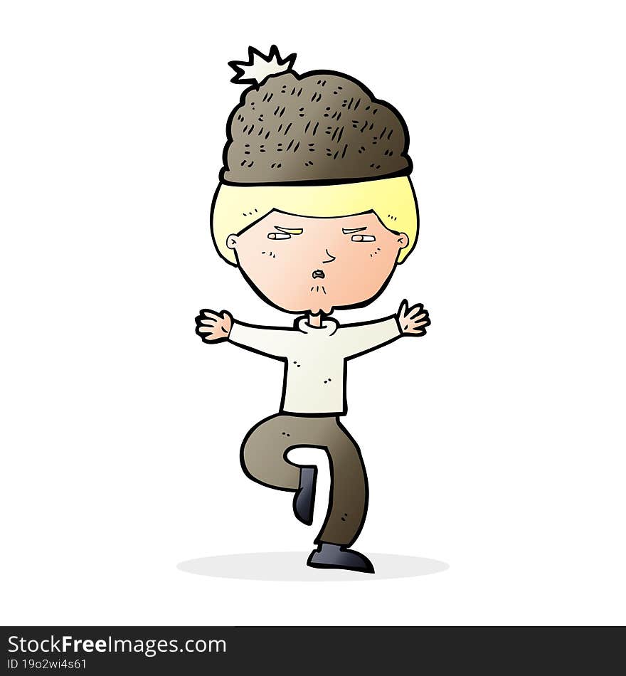 cartoon man wearing winter hat