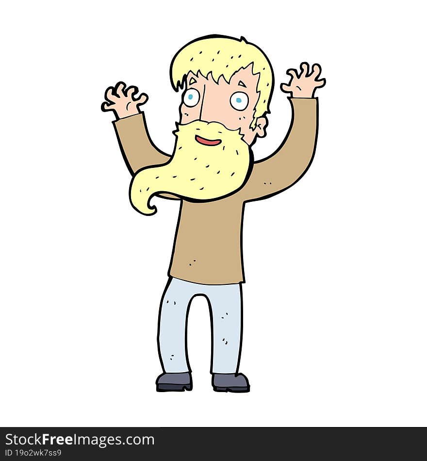 cartoon excited man with beard