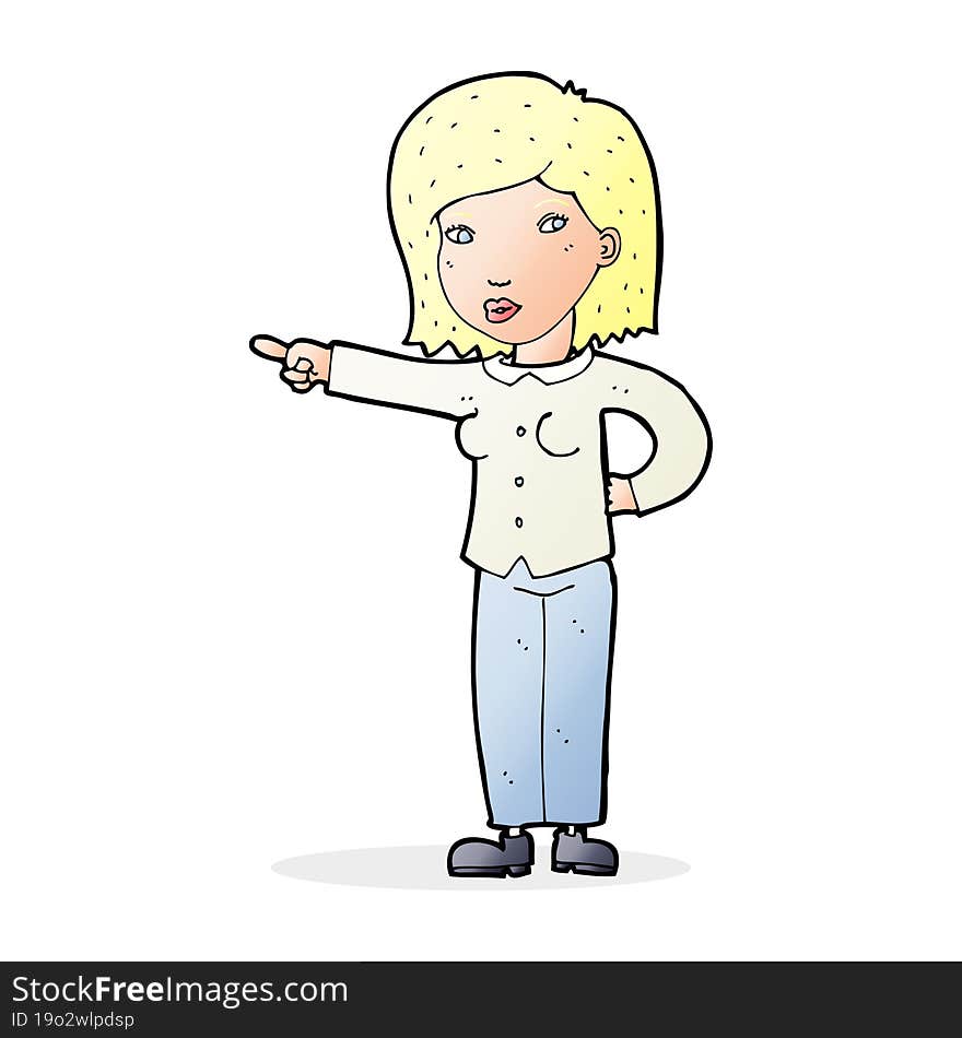 Cartoon Woman Pointing