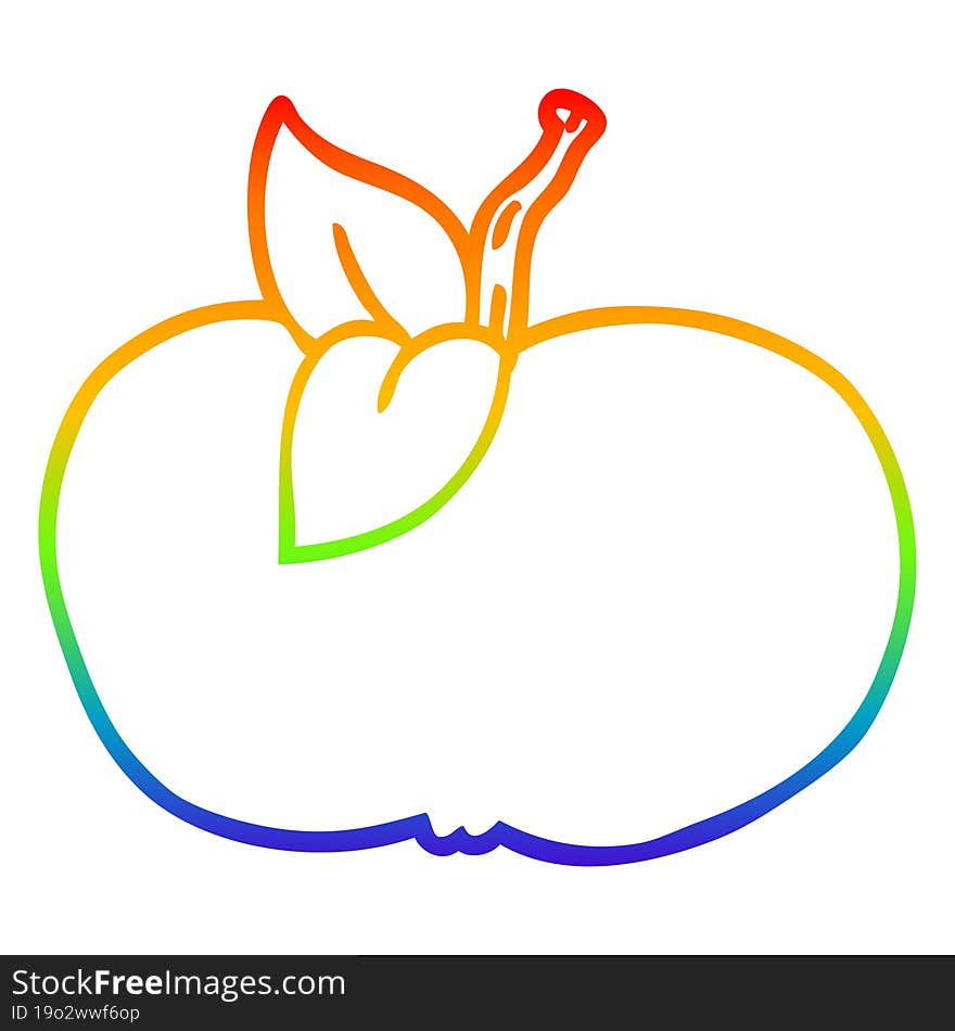 rainbow gradient line drawing cartoon juicy apple