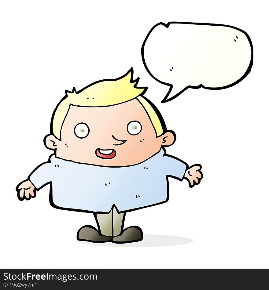 cartoon happy man with speech bubble