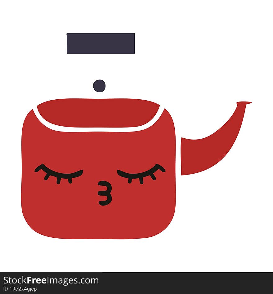 flat color retro cartoon kettle