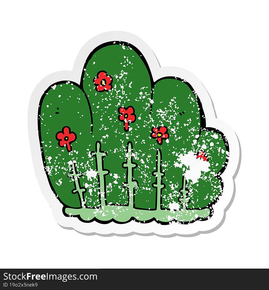 distressed sticker of a cartoon hedge