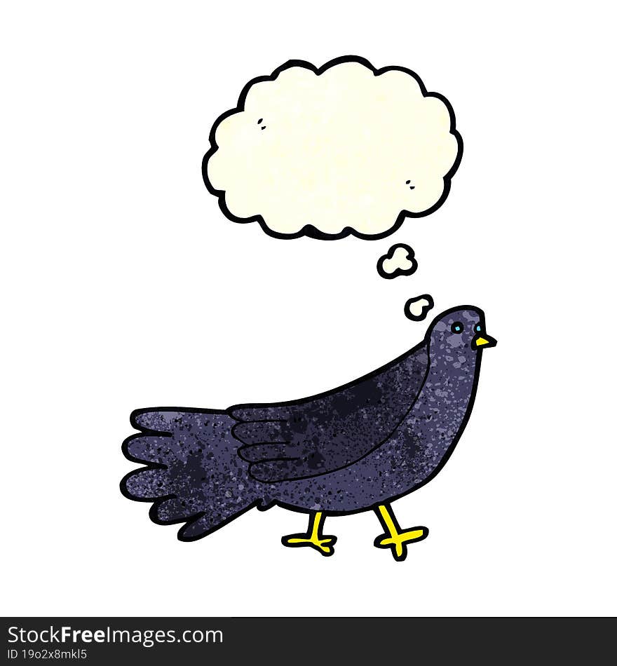 cartoon bird with thought bubble