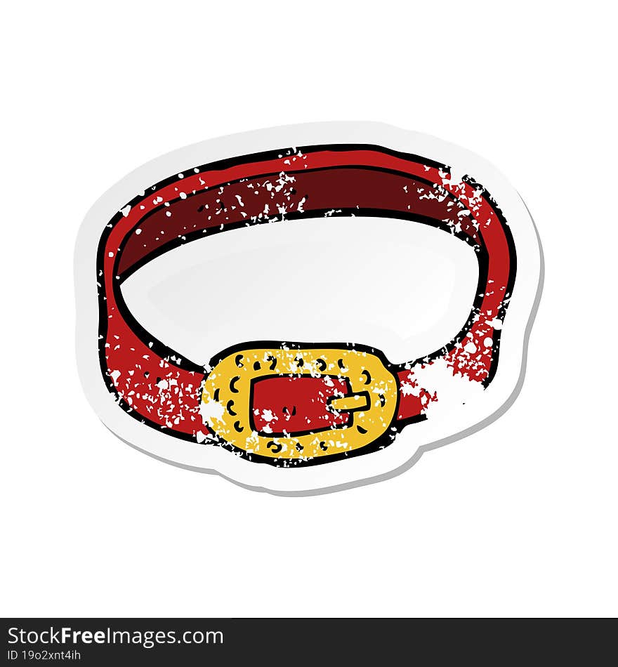 retro distressed sticker of a cartoon belt