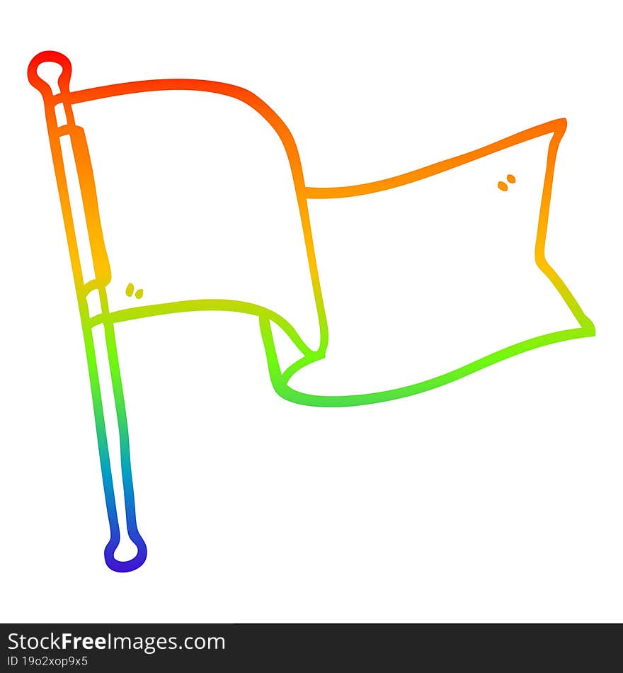 Rainbow Gradient Line Drawing Cartoon White Flag Waving