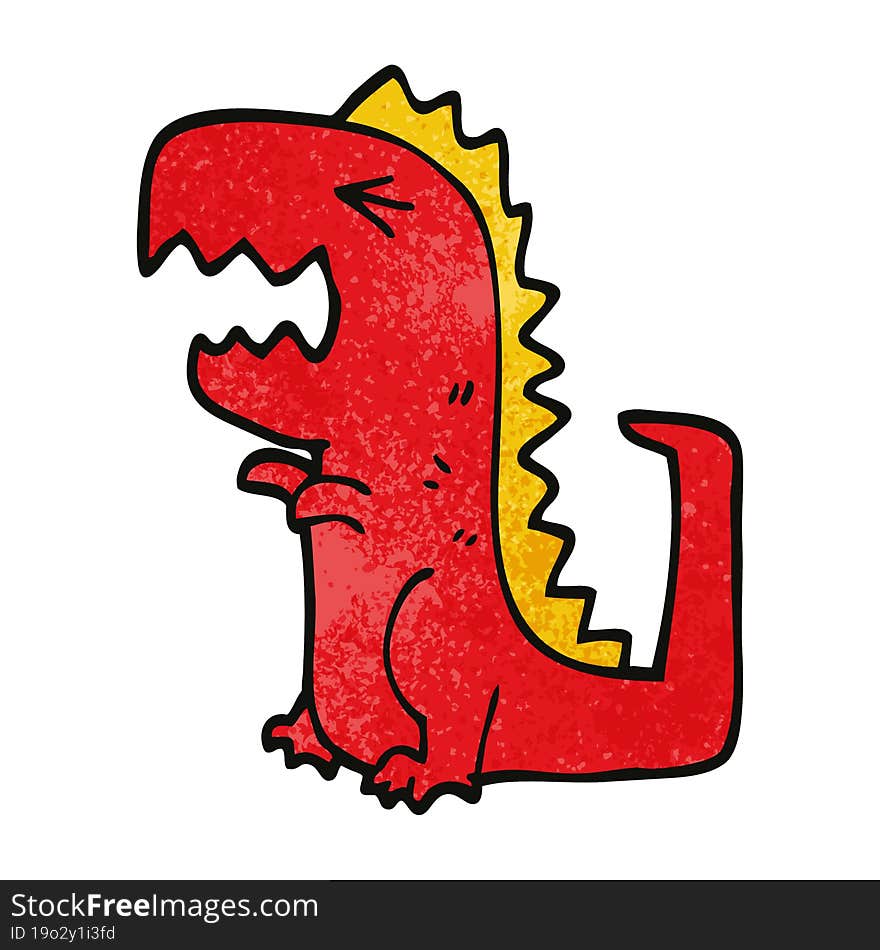 cartoon doodle roaring t rex