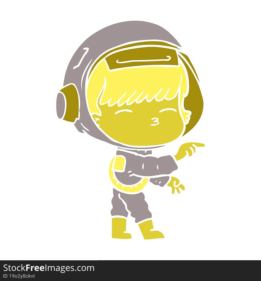 flat color style cartoon curious astronaut