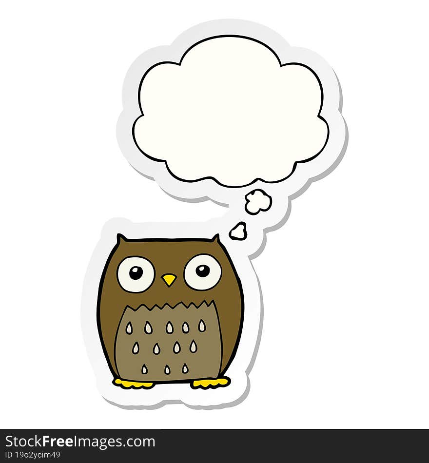 cartoon owl and thought bubble as a printed sticker