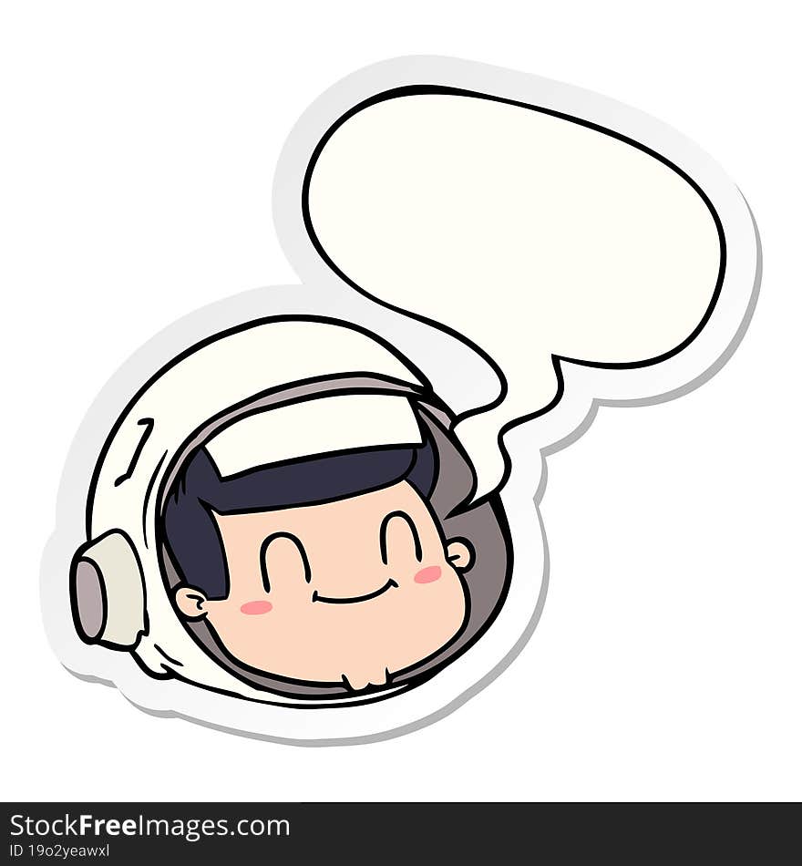 cartoon astronaut face and speech bubble sticker