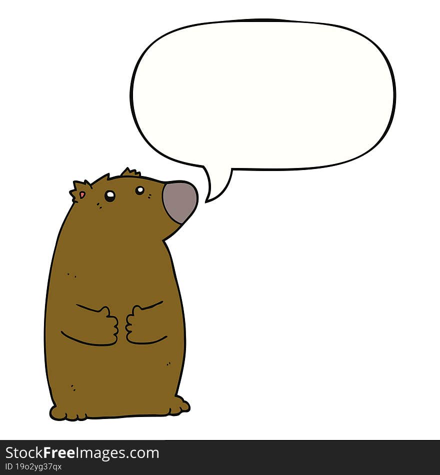 Cartoon Bear And Speech Bubble