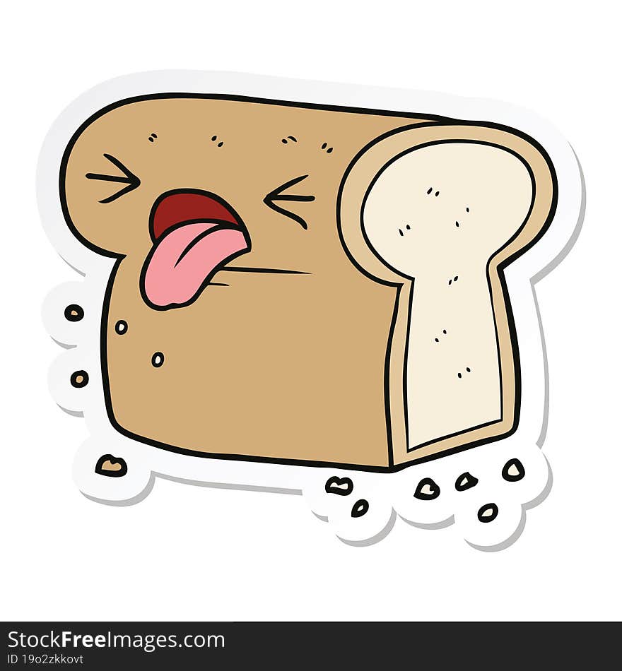 sticker of a cartoon disgusted loaf of bread