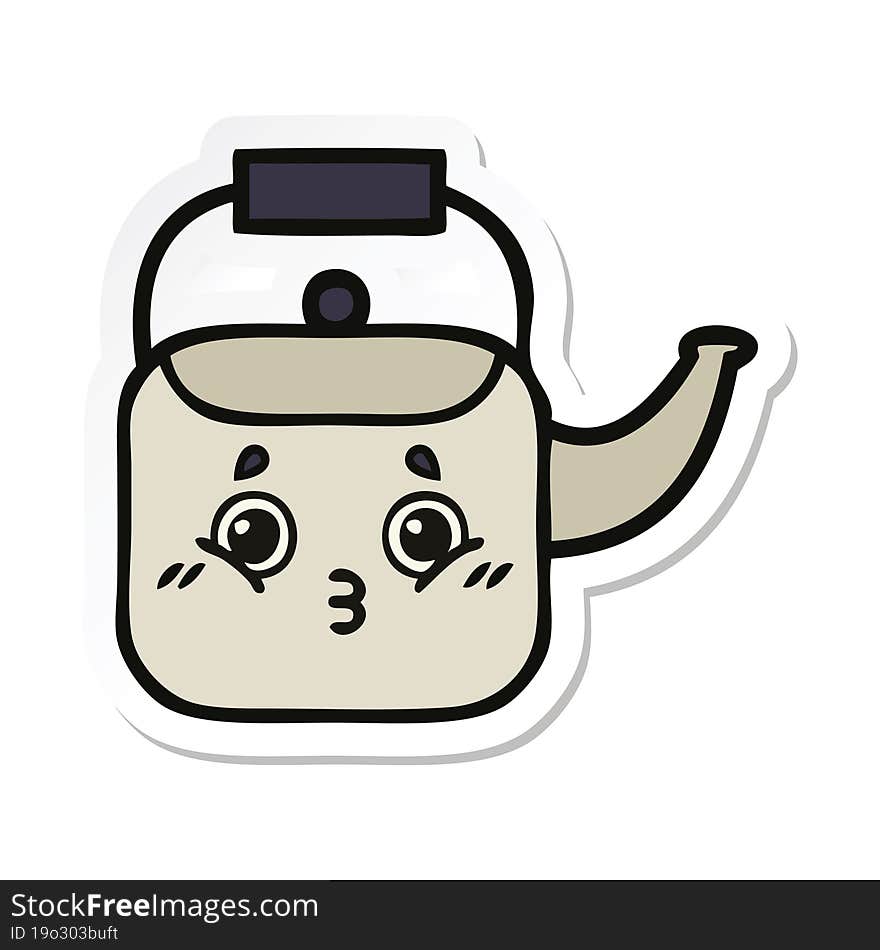 sticker of a cute cartoon kettle