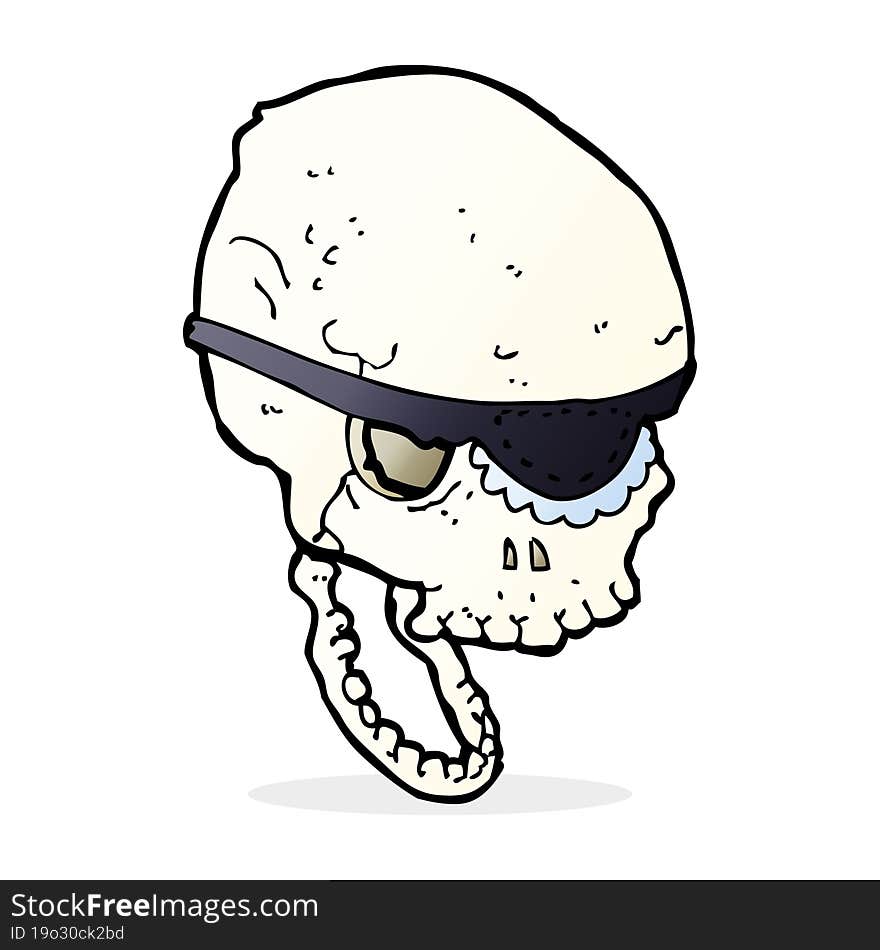 cartoon spooky skull with eye patch