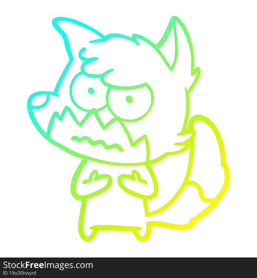 cold gradient line drawing cartoon annoyed fox