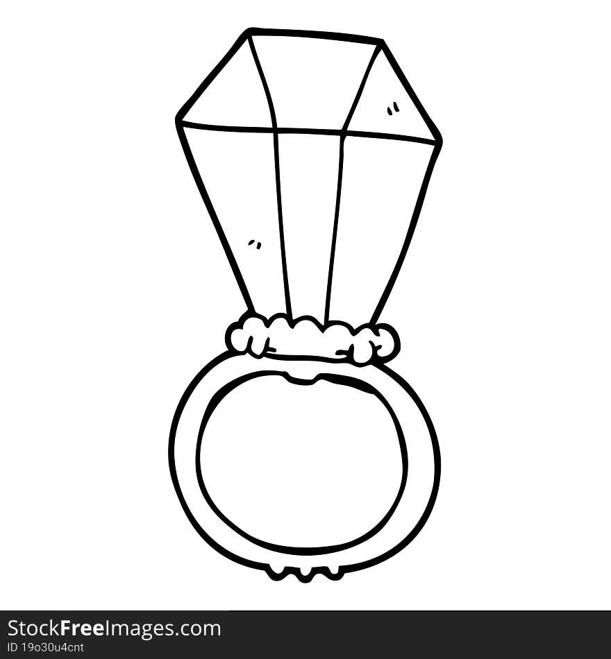 line drawing cartoon engagement ring
